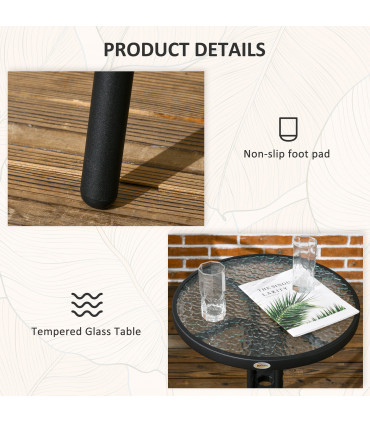 Outsunny 3 Pieces Garden Furniture Set with 2 Stackable Chairs, Black