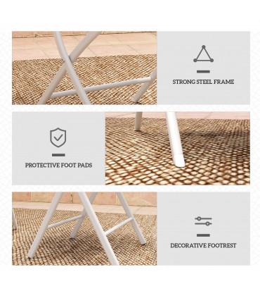 Outsunny 3 Pieces Outdoor Bistro Set, Glass Top Table and Chairs, White