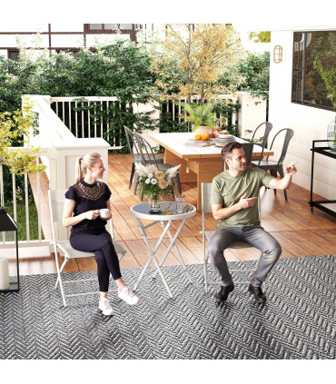 Outsunny 3 Pieces Outdoor Bistro Set, Glass Top Table and Chairs, White