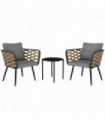 Outsunny 3 Pieces Rattan Bistro Set, Wicker Garden Furniture Set w/ Cushions