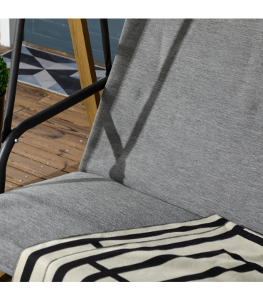 Outsunny 3 Seater Garden Swing Bench with Adjustable Canopy and Cushioned Seat