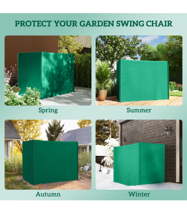 Outsunny 3 Seater Garden Swing Cover, Windproof and Anti-UV, Green