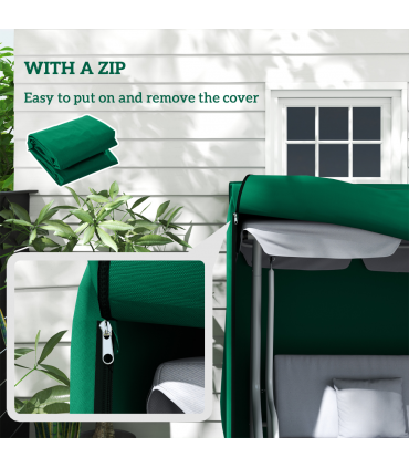 Outsunny 3 Seater Garden Swing Cover, Windproof and Anti-UV, Green