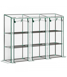 Outsunny 3 Tier Lean-to Mini Greenhouse with Plastic Cover, Clear