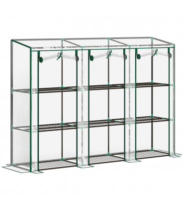 Outsunny 3 Tier Lean-to Mini Greenhouse with Plastic Cover, Clear