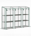Outsunny 3 Tier Lean-to Mini Greenhouse with Plastic Cover, Clear