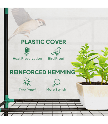 Outsunny 3 Tier Lean-to Mini Greenhouse with Plastic Cover, Clear