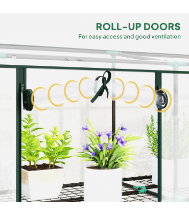 Outsunny 3 Tier Lean-to Mini Greenhouse with Plastic Cover, Clear