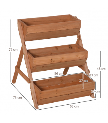 Outsunny 3 Tier Raised Garden Bed Wooden Elevated Planter Box Kit, Brown