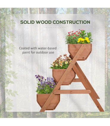 Outsunny 3 Tier Raised Garden Bed Wooden Elevated Planter Box Kit, Brown