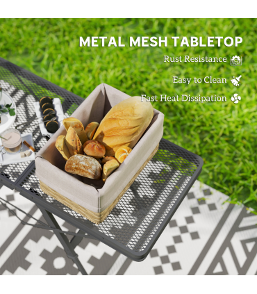Outsunny 3 ft Folding Camping Table w/ Adjustable Heights & Mesh Desktop