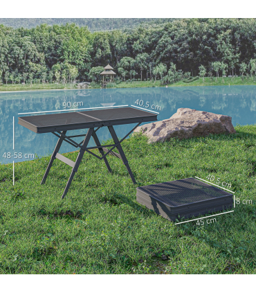 Outsunny 3 ft Folding Camping Table w/ Adjustable Heights & Mesh Desktop