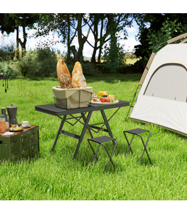 Outsunny 3 ft Folding Camping Table w/ Adjustable Heights & Mesh Desktop