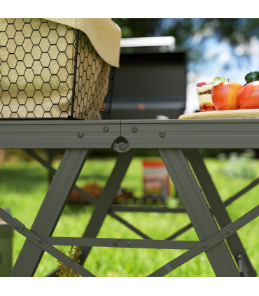 Outsunny 3 ft Folding Camping Table w/ Adjustable Heights & Mesh Desktop