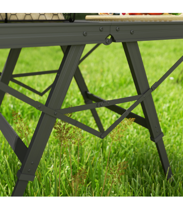 Outsunny 3 ft Folding Camping Table w/ Adjustable Heights & Mesh Desktop