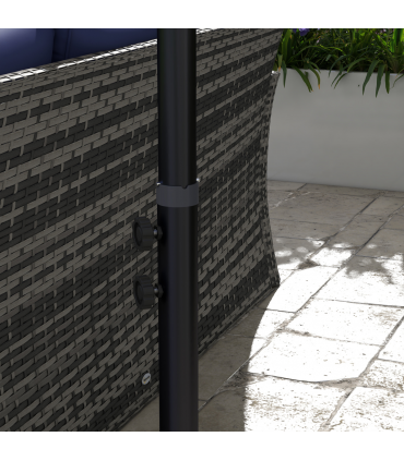 Outsunny 3 m Cantilever Parasol with Cross Base, Crank Handle, 6 Ribs, Brown