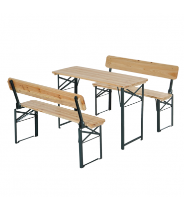 Outsunny 3 pcs Wooden Table Bench Set