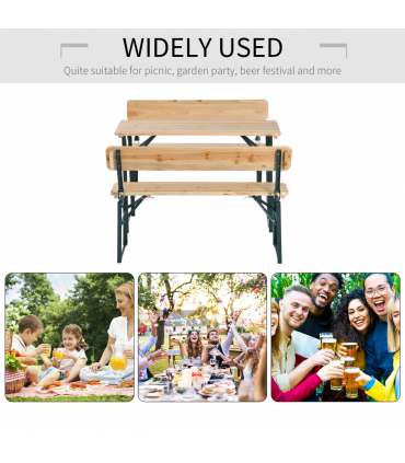 Outsunny 3 pcs Wooden Table Bench Set