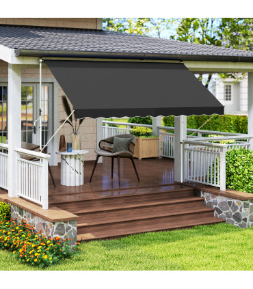 Outsunny 3 x 1.5 m Retractable patio  Awning Floor-to-ceiling shade, Black