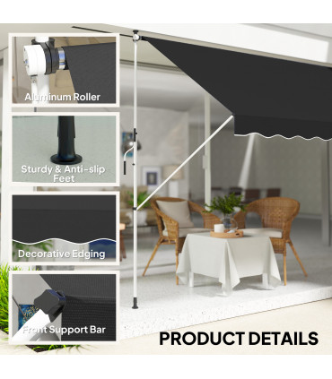 Outsunny 3 x 1.5 m Retractable patio  Awning Floor-to-ceiling shade, Black