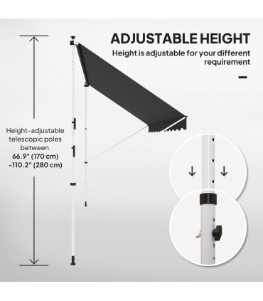 Outsunny 3 x 1.5 m Retractable patio  Awning Floor-to-ceiling shade, Black