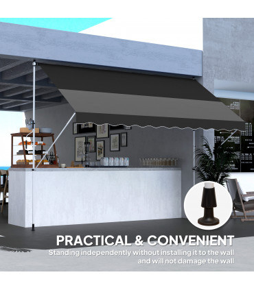 Outsunny 3 x 1.5 m Retractable patio  Awning Floor-to-ceiling shade, Black