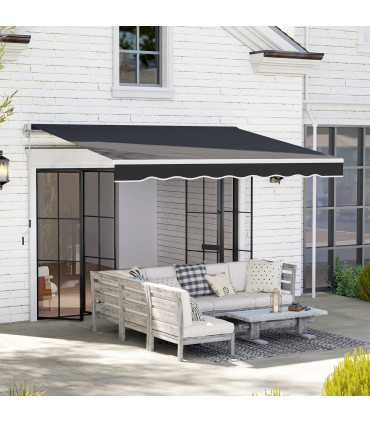 Outsunny Manual Retractable Sun Shade Awning - 2.5m x 2m Outdoor Canopy