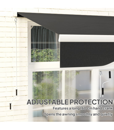 Outsunny Manual Retractable Sun Shade Awning - 2.5m x 2m Outdoor Canopy