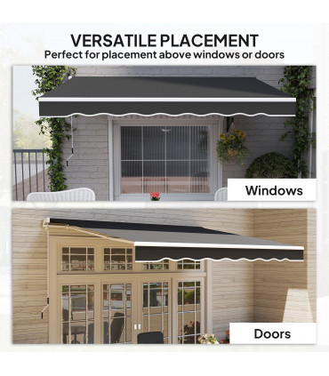 Outsunny Manual Retractable Sun Shade Awning - 2.5m x 2m Outdoor Canopy