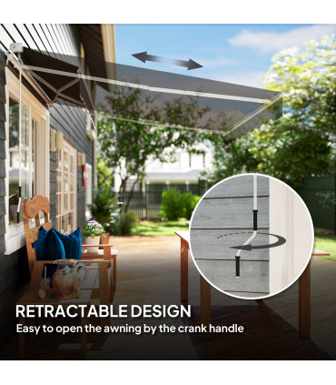 Outsunny Manual Retractable Sun Shade Awning - 2.5m x 2m Outdoor Canopy