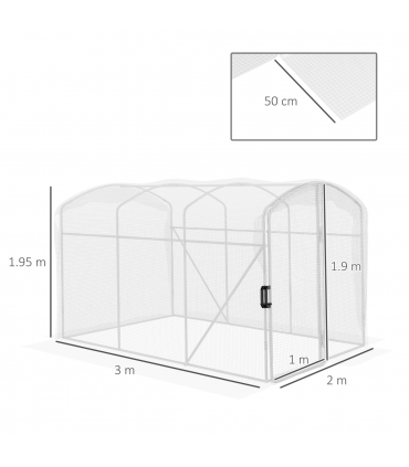 Outsunny 3 x 2 x 2m Polytunnel Greenhouse with Door, Galvanised Steel Frame