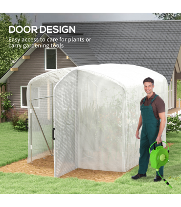 Outsunny 3 x 2 x 2m Polytunnel Greenhouse with Door, Galvanised Steel Frame