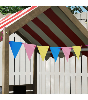 Outsunny Sand Pit with Canopy, Blackboard, Toys, Sink, Seats, Flags for Kids