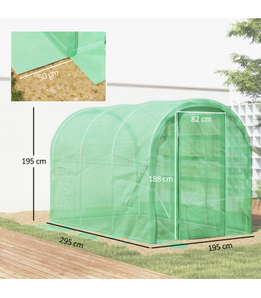 Outsunny 3 x 2 x 2m Polytunnel Greenhouse with Door, Galvanised Steel Frame