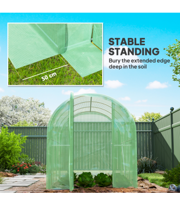 Outsunny 3 x 2 x 2m Polytunnel Greenhouse with Door, Galvanised Steel Frame