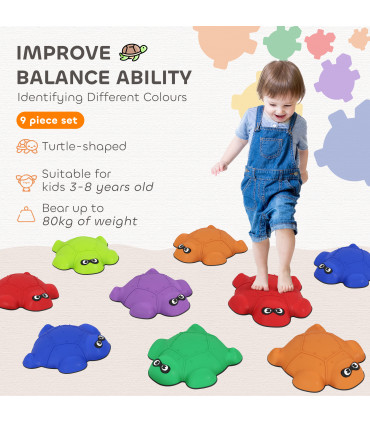 AIYAPLAY 9 PCS Kids Stepping Stones, Turtle-Shaped Stackable River Stones