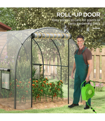Outsunny 3 x 2 x 2m Polytunnel Greenhouse with Door, Windows, Steel Frame