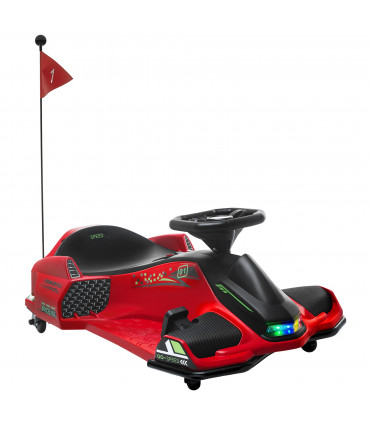 HOMCOM 12V Electric Go Kart for Kids with Music, LED Lights, Red