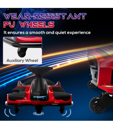 HOMCOM 12V Electric Go Kart for Kids with Music, LED Lights, Red