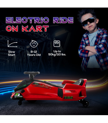 HOMCOM 12V Electric Go Kart for Kids with Music, LED Lights, Red