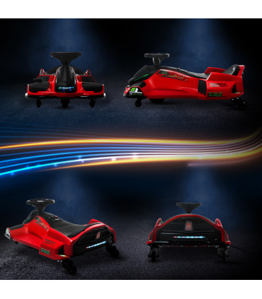 HOMCOM 12V Electric Go Kart for Kids with Music, LED Lights, Red