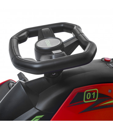 HOMCOM 12V Electric Go Kart for Kids with Music, LED Lights, Red