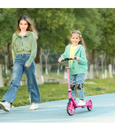 AIYAPLAY Kids Scooter, Foldable Kick Scooter w/ Adjustable Handlebar, Pink