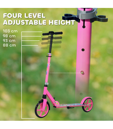 AIYAPLAY Kids Scooter, Foldable Kick Scooter w/ Adjustable Handlebar, Pink