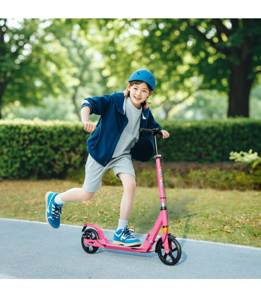 AIYAPLAY Kids Scooter, Foldable Kick Scooter w/ Adjustable Handlebar, Pink