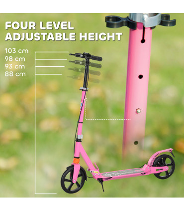 AIYAPLAY Kids Scooter, Foldable Kick Scooter w/ Adjustable Handlebar, Pink