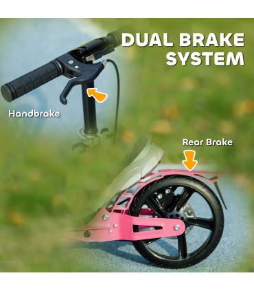 AIYAPLAY Kids Scooter, Foldable Kick Scooter w/ Adjustable Handlebar, Pink