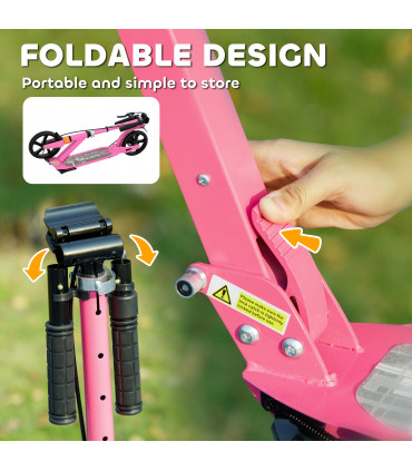 AIYAPLAY Kids Scooter, Foldable Kick Scooter w/ Adjustable Handlebar, Pink