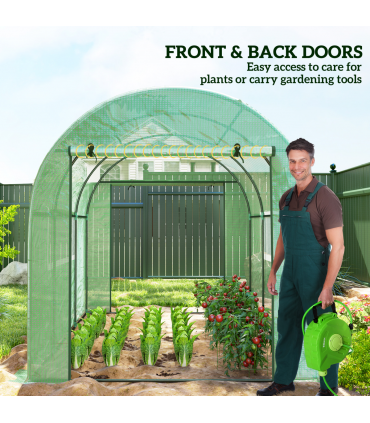 Outsunny 3 x 2 x 2m Polytunnel Greenhouse with Doors and Mesh Windows
