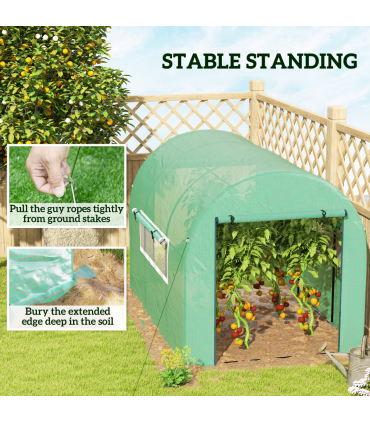 Outsunny 3 x 2 x 2m Polytunnel Greenhouse with Doors and Mesh Windows